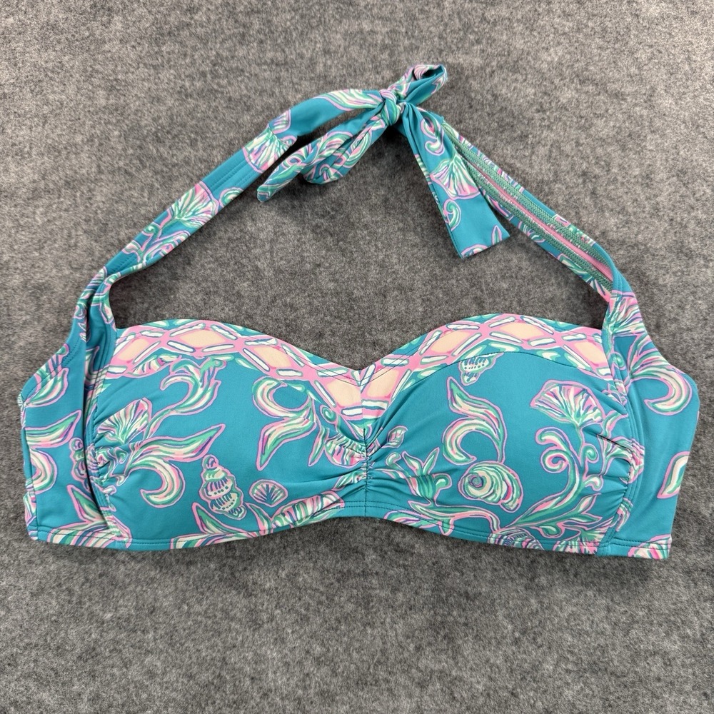 Lilly Pulitzer Roby Bikini Swim Top WATER YA WAITING FOR Womens 10 Beach Resort
